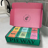 PIEWAY 6 pack box open showing individual pie boxes